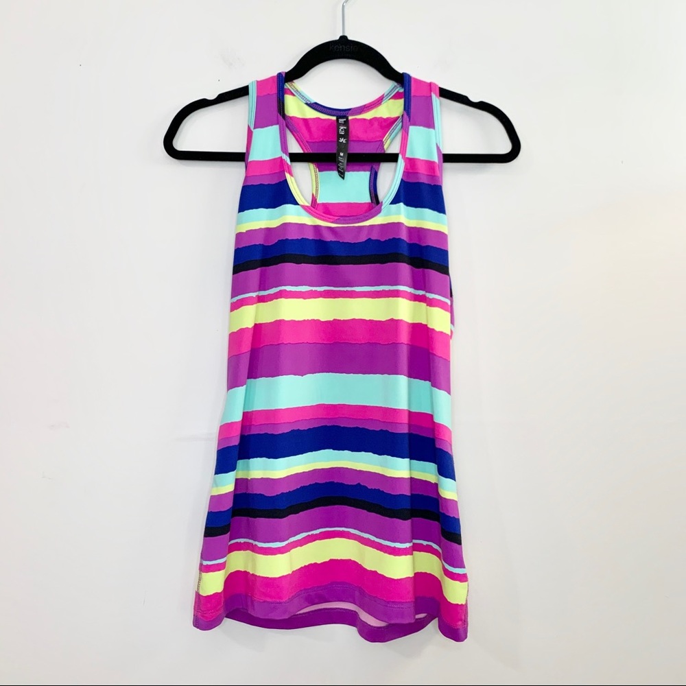 🌸LUKKA Multi Color Stripe Racerback Workout Tank - Picture 1 of 5